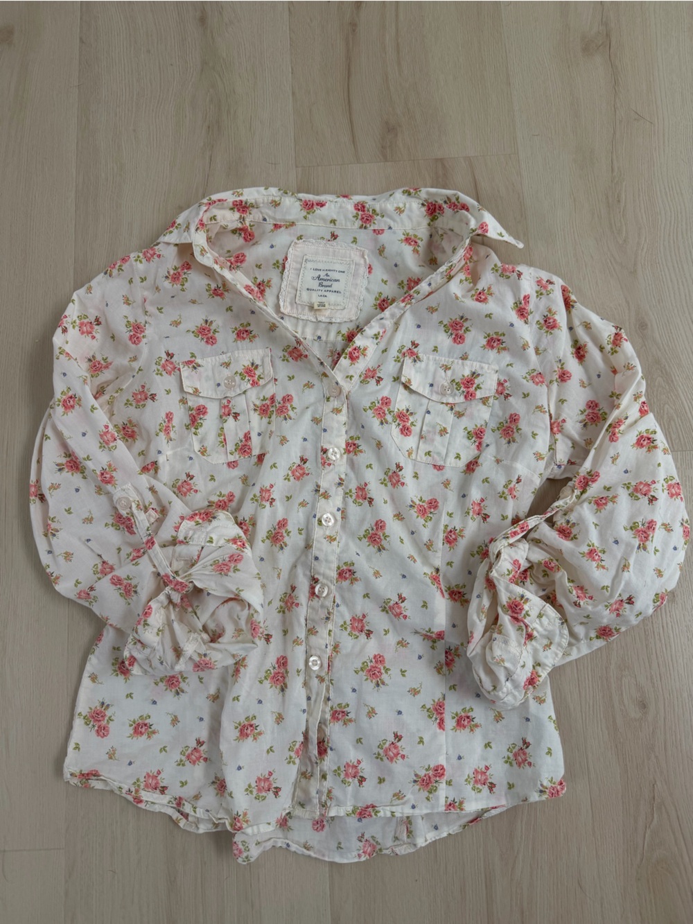 I Love H81 Vintage Cottagecore Floral Button-Up Shirt